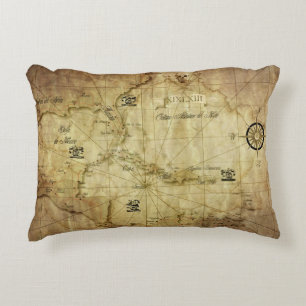 Cojín Decorativo Caribe - mapa antiguo