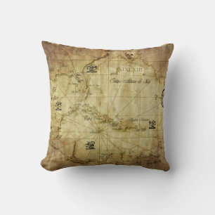 Cojín Decorativo Caribe - mapa antiguo