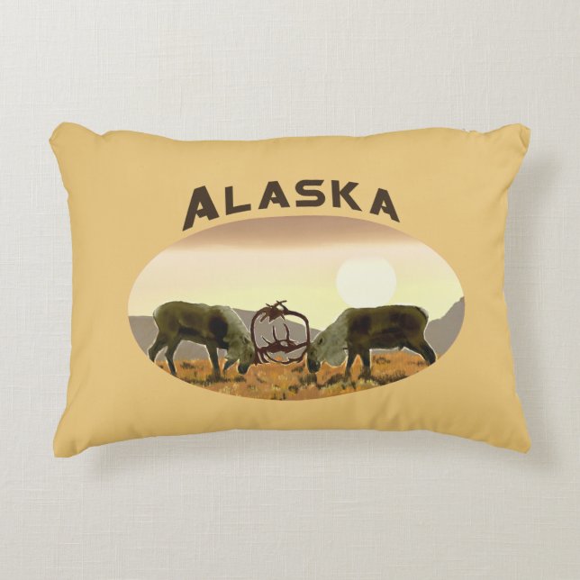 Cojín Decorativo Caribou Duel - Alaska (Anverso)