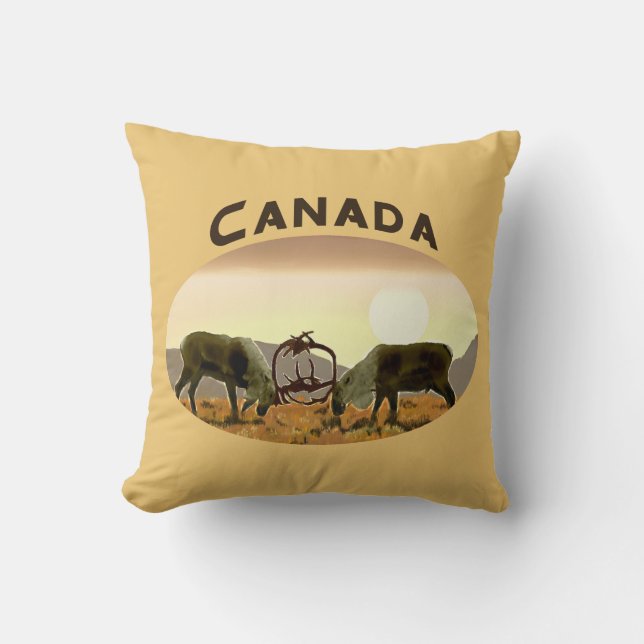 Cojín Decorativo Caribou Duel - Canadá (Anverso)
