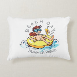Cojín Decorativo Caricatura de Beach Day en el anillo inflable