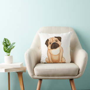 Cojín Decorativo Caricatura del Pug Gruñón