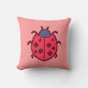 Cojín Decorativo Cariñosa mariquita insecto pixelada 