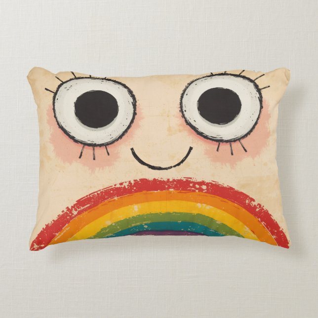 COJÍN DECORATIVO CARITA FELIZ ARCOÍRIS (Anverso)
