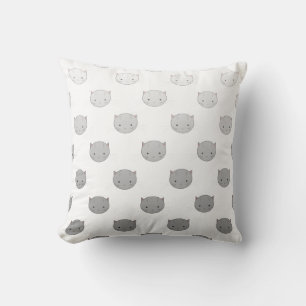 Cojín Decorativo Caritas de Gatito Adorables en Blanco Negro Gris