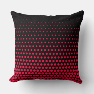 Cojín Decorativo Carmine Red Polka Dot Moderno Negro