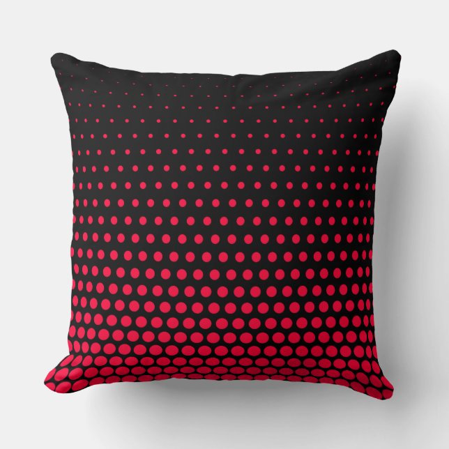 Cojín Decorativo Carmine Red Polka Dot Moderno Negro (Anverso)