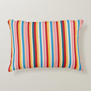 Cojín Decorativo Carnaval de Arcoíris Vintage  Franjas Retro Multic