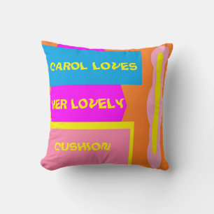 Cojín Decorativo Carol ama su logo en rosa y azul muy lindo
