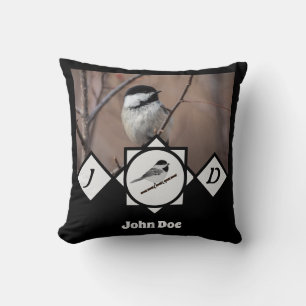 Cojín Decorativo Carolina Adorable Chickadee Monograma Foto