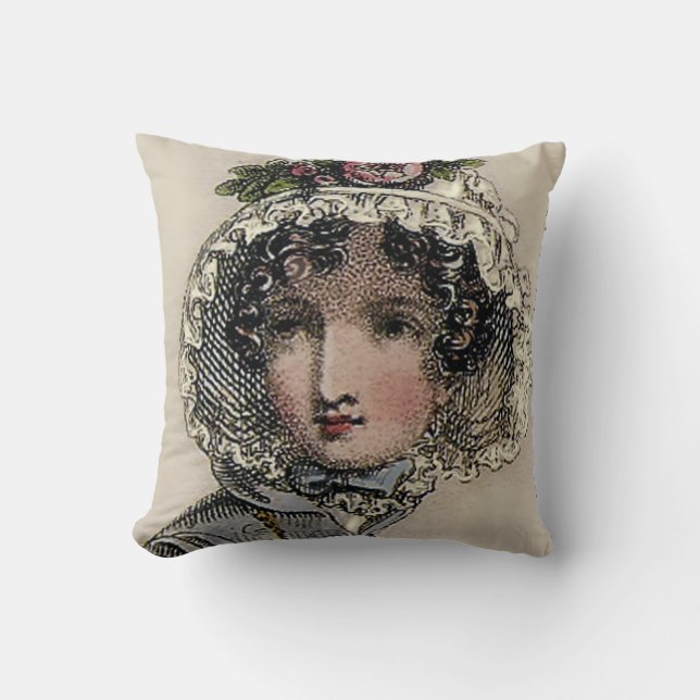 Cojín Decorativo Caroline, Jane Austen inspirada en negro, romántic (Anverso)