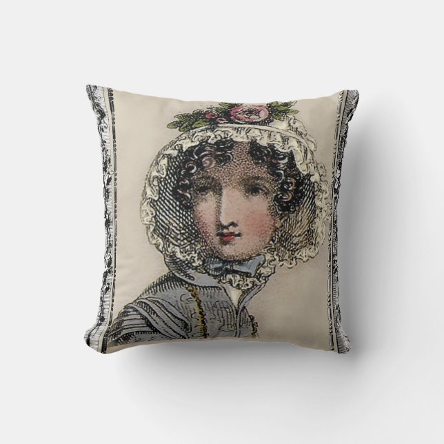 Cojín Decorativo Caroline, Jane Austen inspirada en negro, romántic (Anverso)