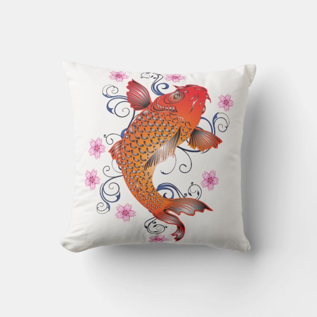 Cojín Decorativo Carpa floral del koi (Anverso)