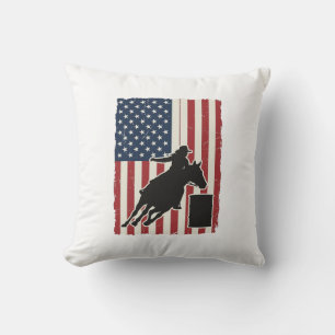 Cojín Decorativo Carrera de Barriles Bandera Americana Diseño Vecto