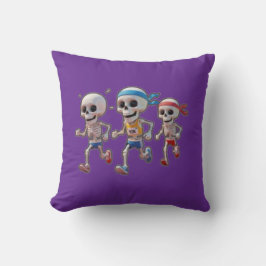 Cojín Decorativo “Carrera de esqueleto de dibujos animados en 3D •