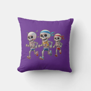 Cojín Decorativo “Carrera de esqueleto de dibujos animados en 3D • 
