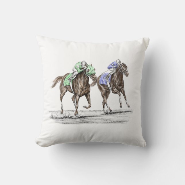 Cojín Decorativo Carreras de caballos tosados (Anverso)