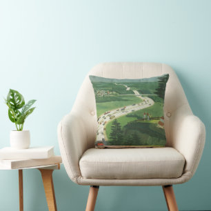 Cojín Decorativo Carreteras escénicas americanas vintage, viaje por