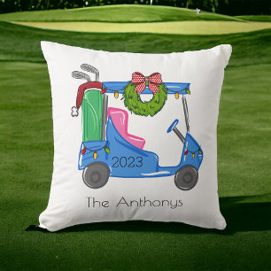 Cojín Decorativo Carrito de Golf Azul Navidad Personalizada Fiesta