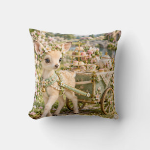 Cojín Decorativo Carrito De Té Floral Mint Fawn Jardín