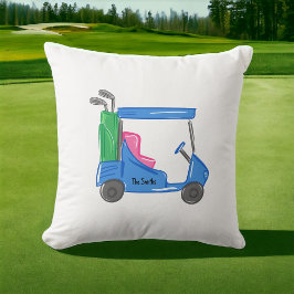 Cojín Decorativo Carro de golf personalizado azul preppy