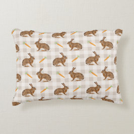 Cojín Decorativo Carrots And Hare Bunnies Spring Easter Beige