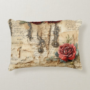 Cojín Decorativo Carta de amor floral antigua nostálgica