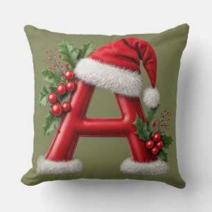Cojín Decorativo Carta de Navidad Monograma Decoración para el Hoga