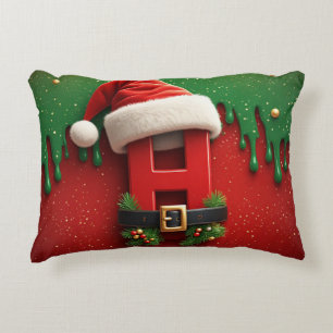 Cojín Decorativo Carta de Santa Claus letra H con estilo festivo ro