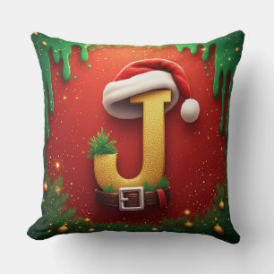 Cojín Decorativo Carta de Santa J con Monograma de Navidad 🎅