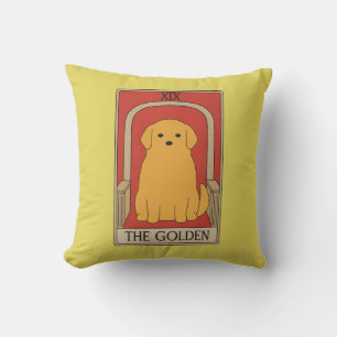 Cojín Decorativo Carta de Tarot Vintage El Perro Retriever Dorado 