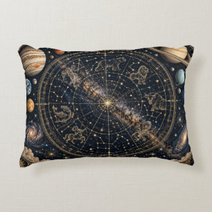 Cojín Decorativo Carta Estelar Celestial Dorada