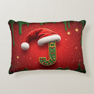 Cojín Decorativo Carta festiva de Santa J cinturón de sombrero rojo