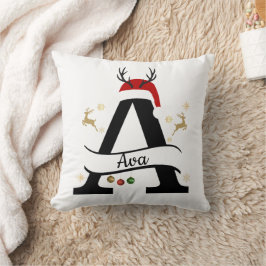Cojín Decorativo Carta Inicial de Navidad A – Diseño Festivo de Vac