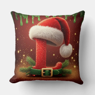 Cojín Decorativo Carta L de sombrero de Santa Navidad