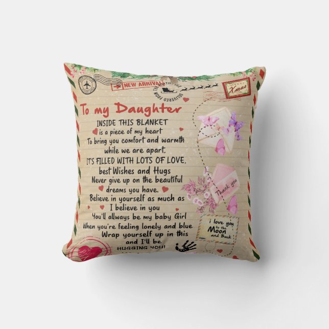 Cojín Decorativo Carta Personalizada A Mi Hija (Anverso)
