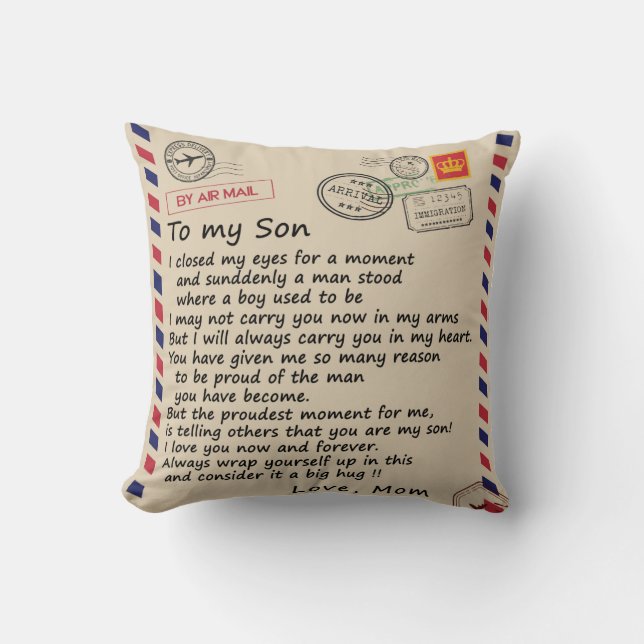 Cojín Decorativo Carta Personalizada A Mi Hijo De Mamá (Anverso)