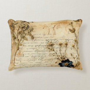Cojín Decorativo Carta Romántica del Viejo Mundo en Pergamino