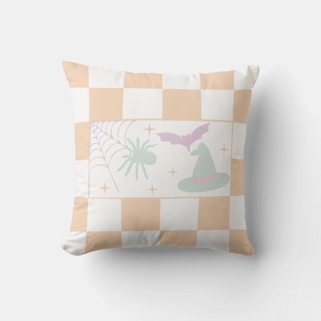 Cojín Decorativo Cartel de la temporada de halloween Purple Spooky  (Anverso)