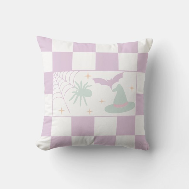 Cojín Decorativo Cartel de la temporada de halloween Purple Spooky  (Anverso)