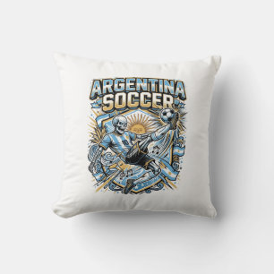 Cojín Decorativo Cartel de Naciones Delantero Esqueleto Fútbol Arge