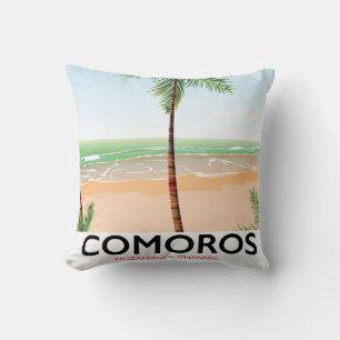 Cojín Decorativo Cartel de vacaciones en la isla de Comoras.