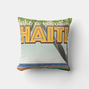 Cojín Decorativo Cartel de viaje a Haití de vacaciones