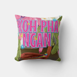 Cojín Decorativo Cartel de viaje a Koh Pha Ngan Tailandia
