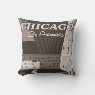 Cojín Decorativo cartel de viaje a la ciudad de Chicago