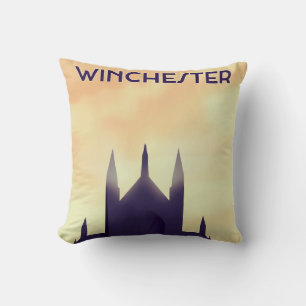 Cojín Decorativo cartel de viaje de la Catedral de Winchester impre