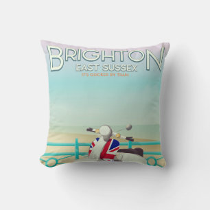 Cojín Decorativo Cartel de viaje de scooter Brighton Vintage union