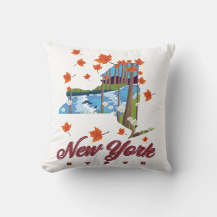 Cojín Decorativo Cartel de viaje del estado de Nueva York