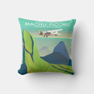 Cojín Decorativo cartel de viaje en avión a machu picchu