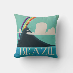 Cojín Decorativo cartel de viaje vintage de brasil cristo redentor